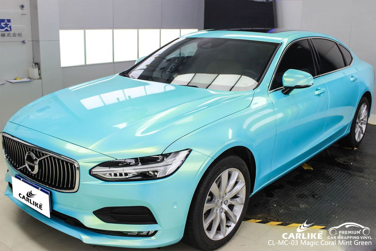 CL-MC-03 magic coral mint green vinyl car wrap material for Volvo
