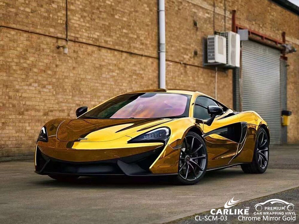 CL-SCM-03 Chrome Mirror Gold Wholesale Vinyl Wrap For MCLAREN